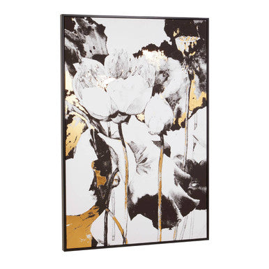 Orsina Astratto black and white abstract floral wall art print displaying bold monochrome flower shapes