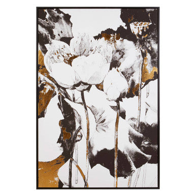 Orsina Astratto black and white abstract floral wall art print with modern monochrome botanical design