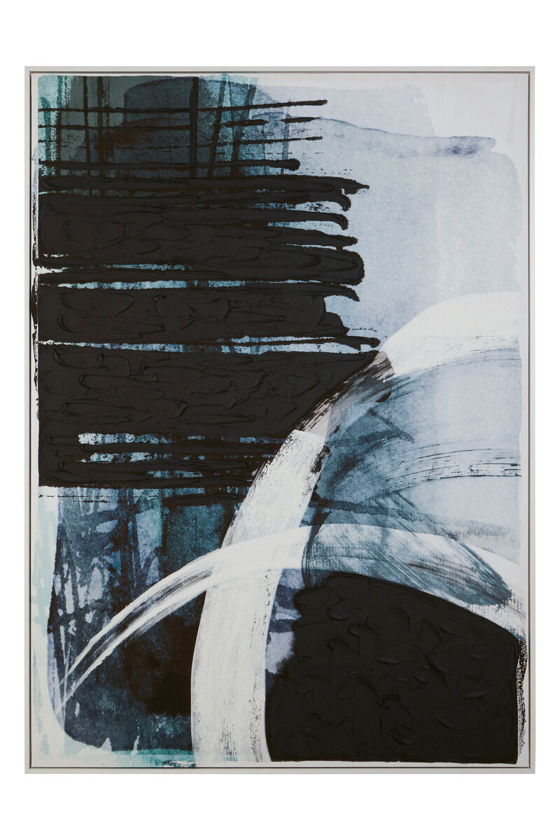 Orsina Astratto blue and black brushstroke wall art on a white background