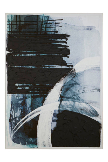 Orsina Astratto blue and black brushstroke wall art on a white background