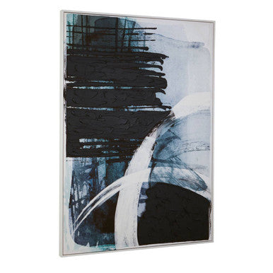 Orsina Astratto blue and black brushstroke wall art in an abstract painted design