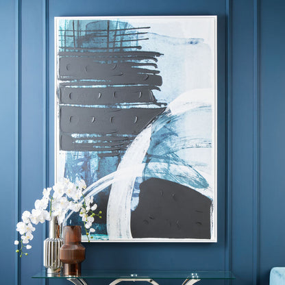 Orsina Astratto blue and black brushstroke wall art on a neutral background