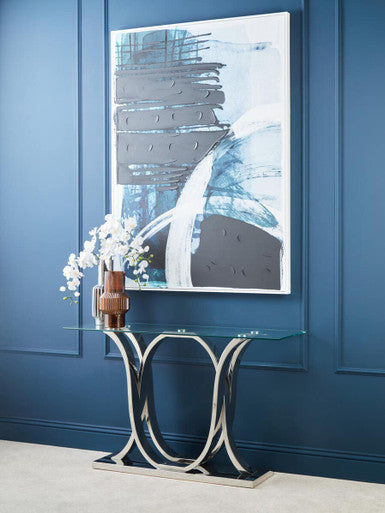 Orsina Astratto blue and black brushstroke wall art on a white background