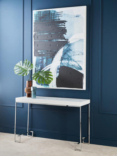 Orsina Astratto blue and black brushstroke wall art with abstract painted strokes on a white background