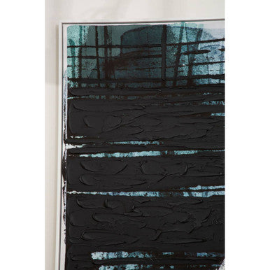 Orsina Astratto blue and black brushstroke wall art on a white background