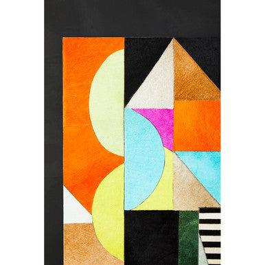 Genuine leather abstract wall art by Orsina, featuring textured geometric shapes in neutral tones