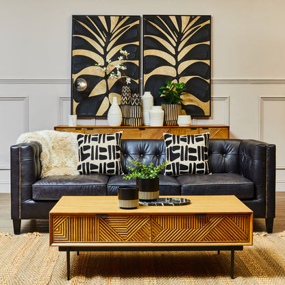 Canvas Black Leaf Design Wall Art | Astratto