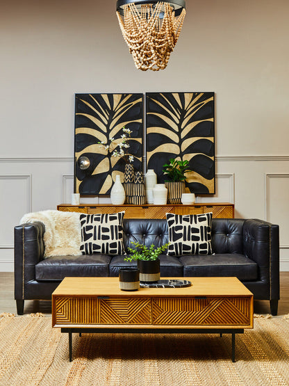 Canvas Black Leaf Design Wall Art | Astratto