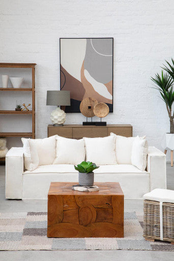 Neutral abstract canvas wall art by Orsina, featuring soft geometric shapes and textured tones from the Astratto collection