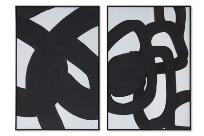 Set of two abstract wall art prints by Orsina, Astratto design in complementary neutral tones