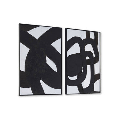 Set of two abstract wall art prints by Orsina, featuring modern geometric designs in neutral tones