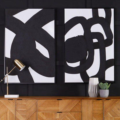 Orsina Astratto set of two abstract wall art prints displayed together in complementary neutral tones