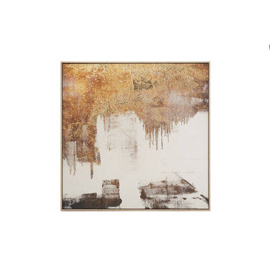 Abstract gold foil wall art by Orsina, featuring shimmering metallic shapes in a modern Astratto design