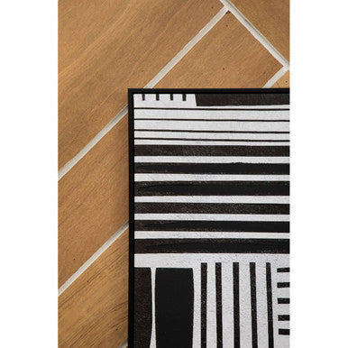 Retro Grace Stripes abstract wall art by Orsina with muted beige, blue, and brown geometric stripes