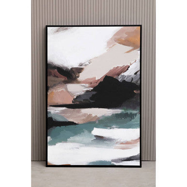Orsina Multi Abstract Wall Art featuring layered geometric shapes in neutral tones