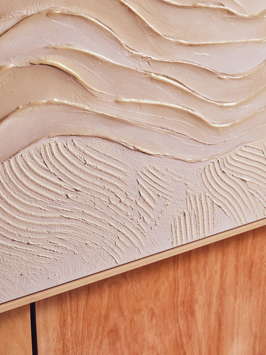 Cream textured Astratto wall art by Orsina with abstract raised surface details