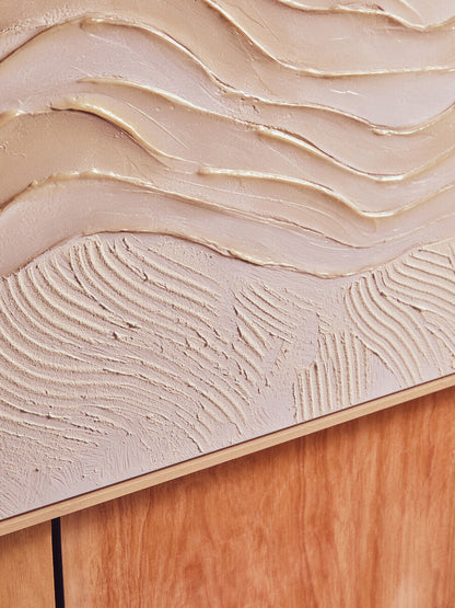 Cream textured Astratto wall art by Orsina with abstract raised surface details