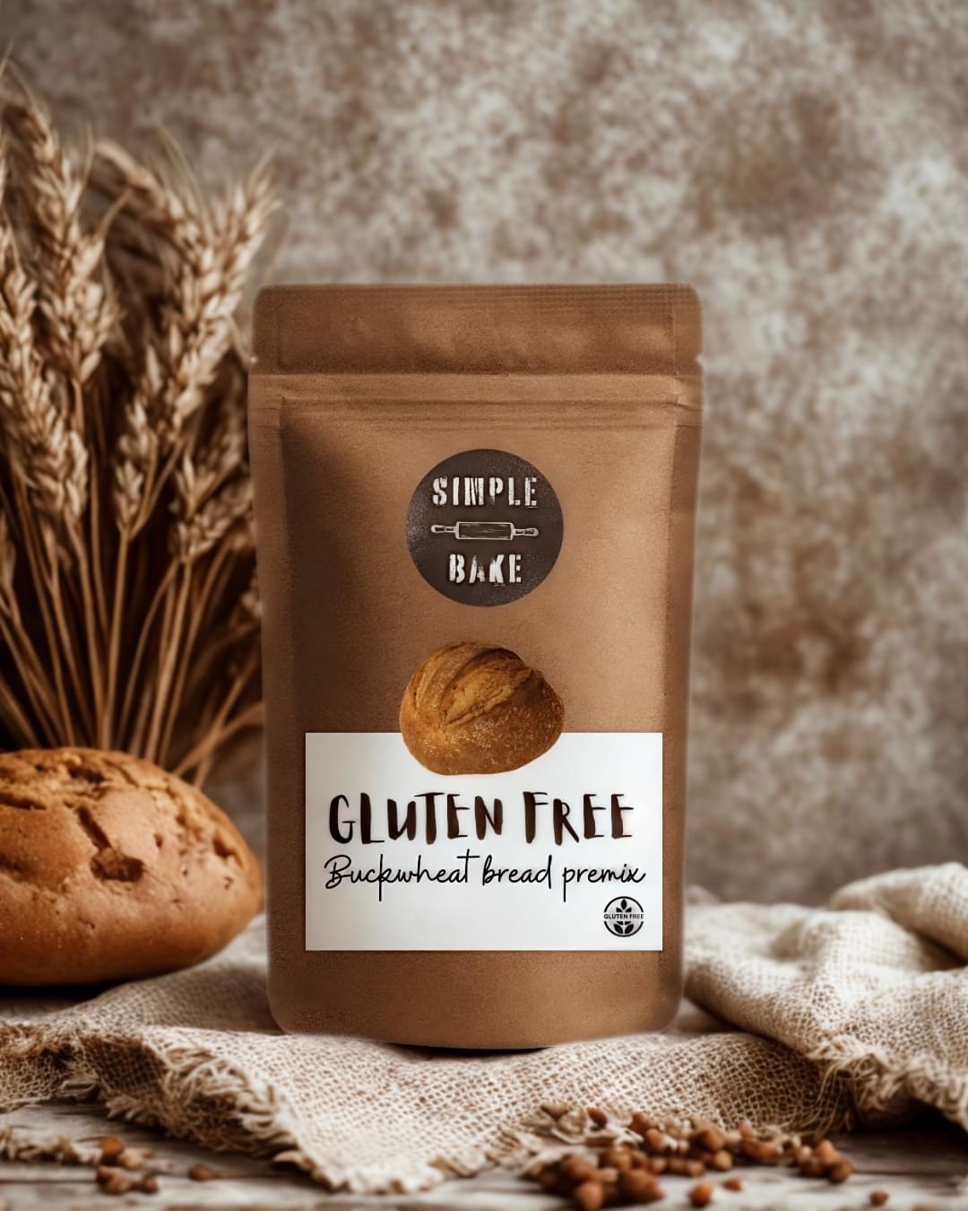 Simple Bake gluten-free amaranth bread premix in a package, ready for baking healthy, grain-rich bread.