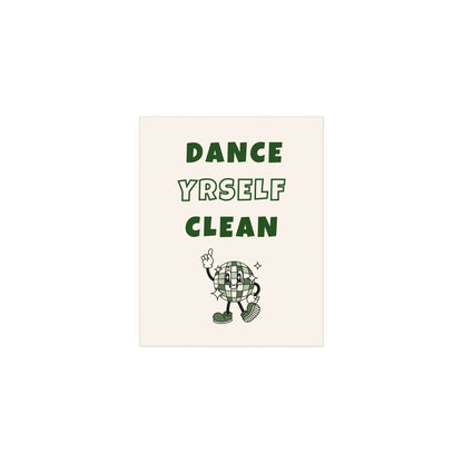 LCD Soundsystem Dance Yrself Clean poster in off-white and green, featuring vibrant graphic artwork by Glow On Prints.