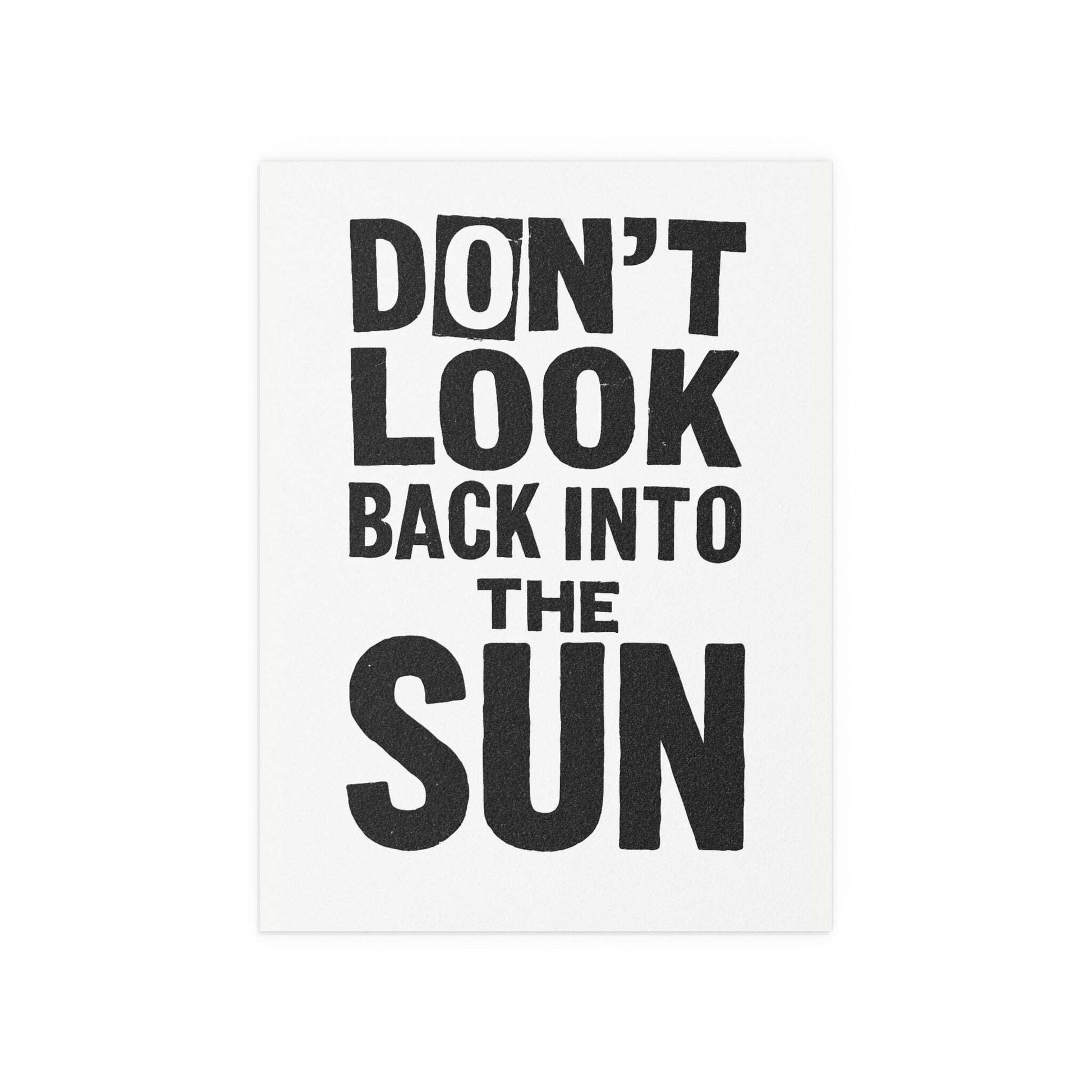 Black and white poster of The Libertines' "Don't Look Back Into The Sun" by Glow On Prints, featuring band artwork on paper.
