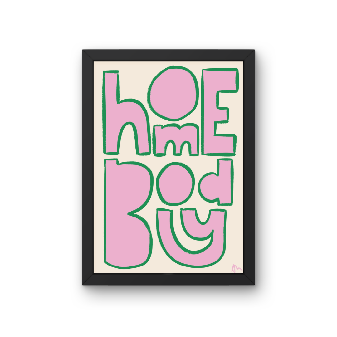 Bright pink and green abstract wall art by Peak Prints, featuring bold geometric patterns for modern living room decor.