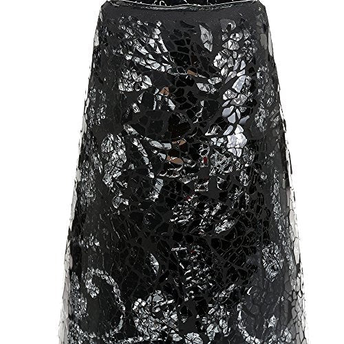 Large black mosaic glass vase by London Boutique, 18-inch tall decorative vase for flowers with glitter and sparkled glass design.