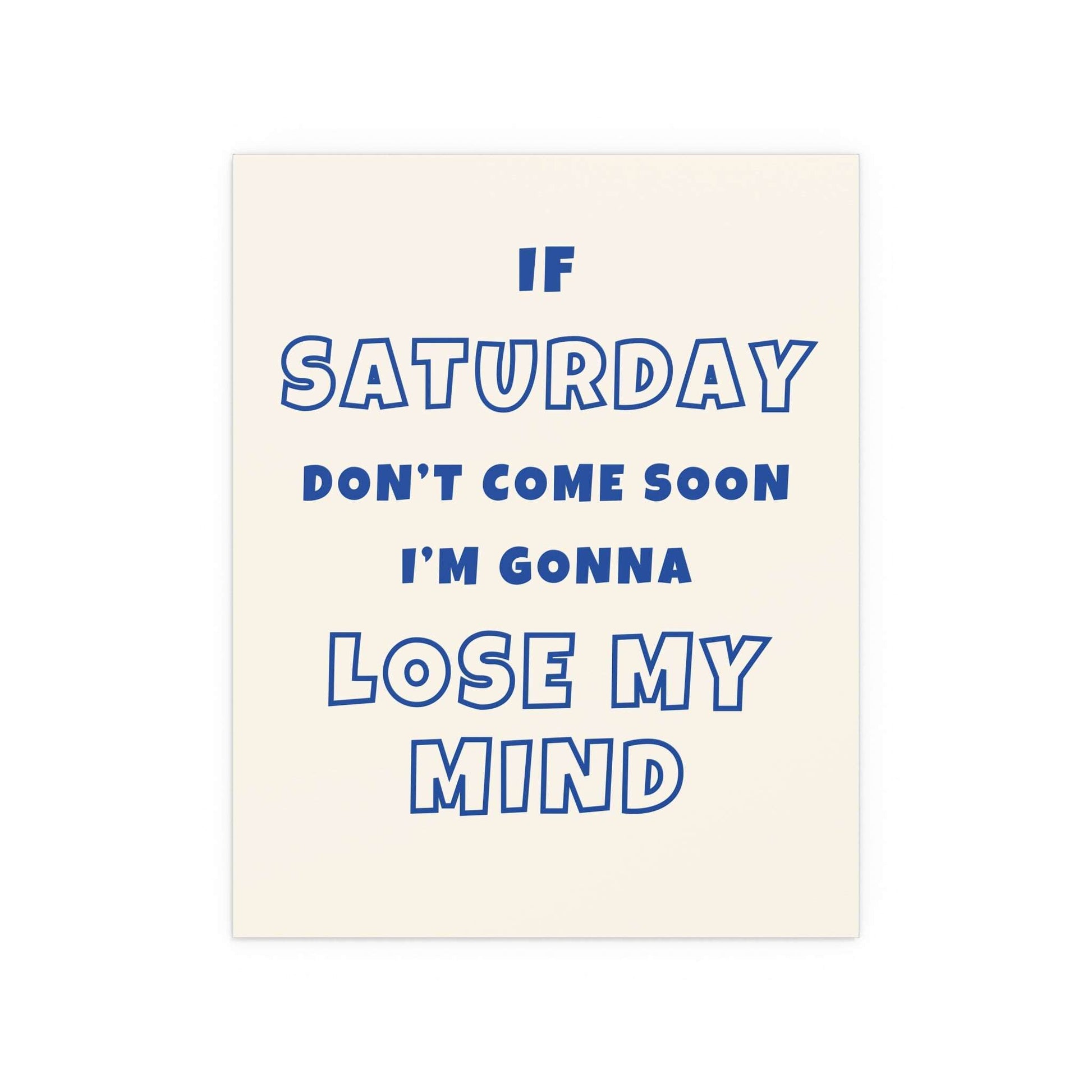 Sam Fender Saturday poster by Glow On Prints featuring off-white and blue design, suitable for music fans and decor.