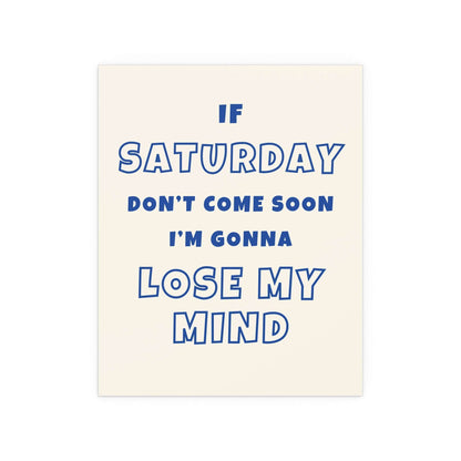 Sam Fender Saturday poster by Glow On Prints featuring off-white and blue design, suitable for music fans and decor.