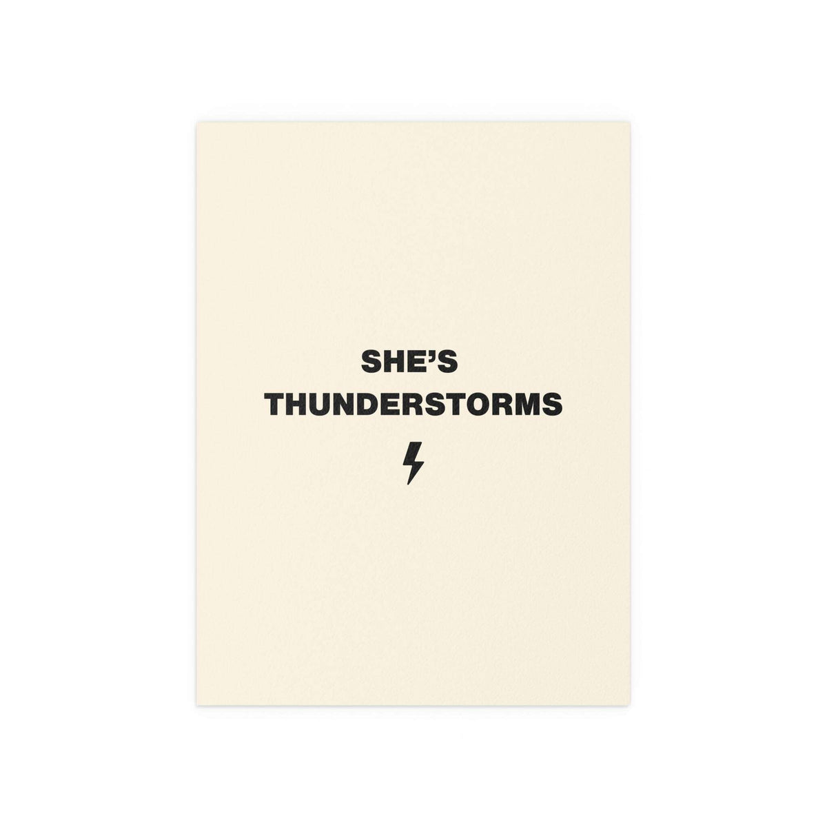 Arctic Monkeys "She's Thunderstorms" poster by Glow On Prints featuring bold black and white band artwork.