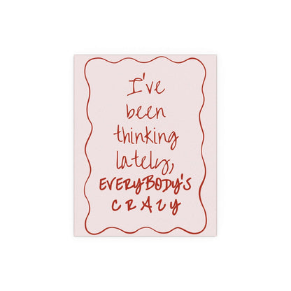 Pink and red poster of Olivia Dean's "Everybody's Crazy" by Glow On Prints, featuring vibrant artwork on high-quality paper.
