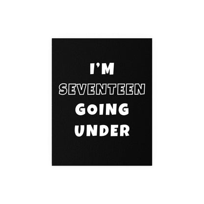 Black and white poster of Sam Fender's "Seventeen Going Under" by Glow On Prints, featuring a portrait of the singer.