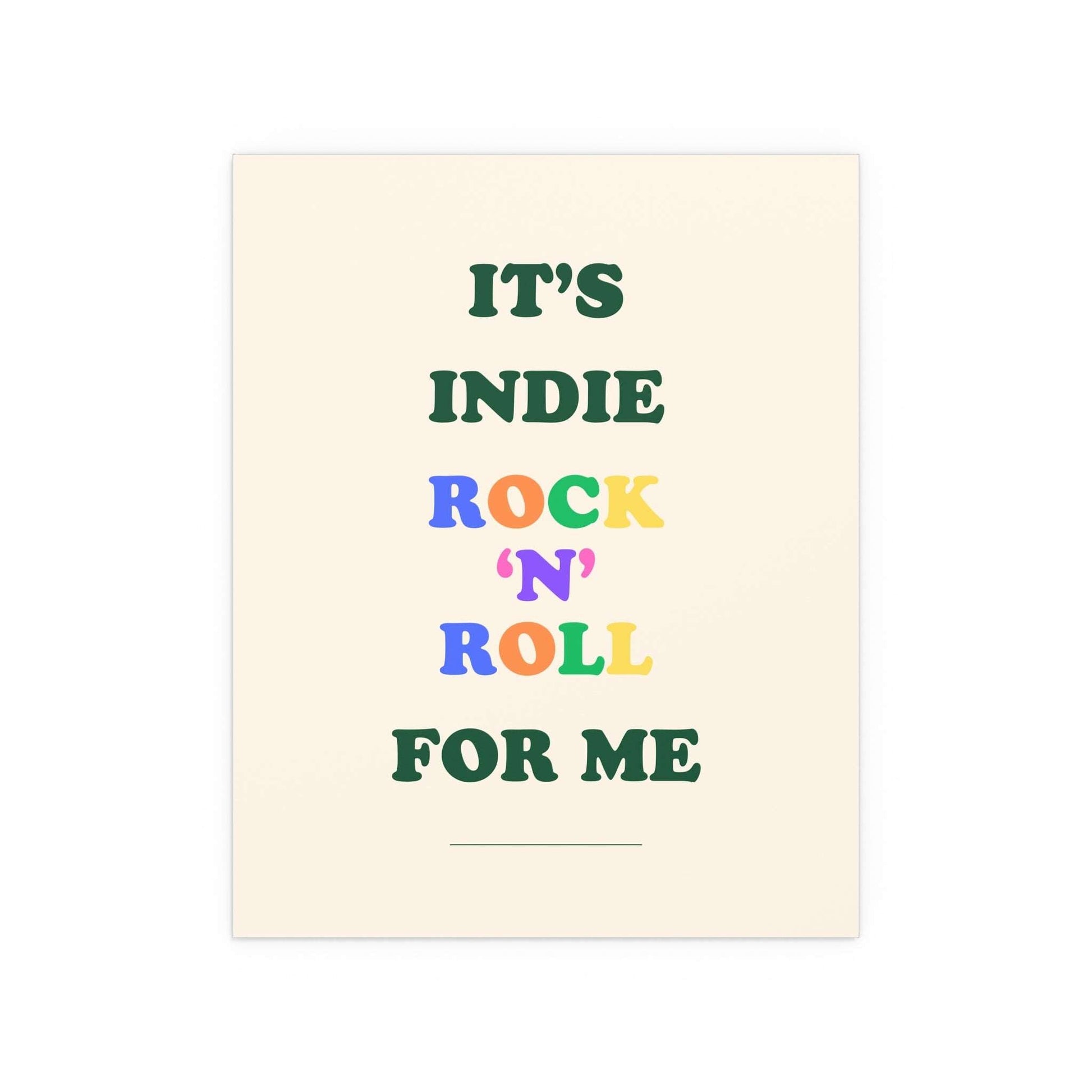 Off-white poster of The Killers' Glamorous Indie Rock n Roll by Glow On Prints, featuring band artwork and bold text design.
