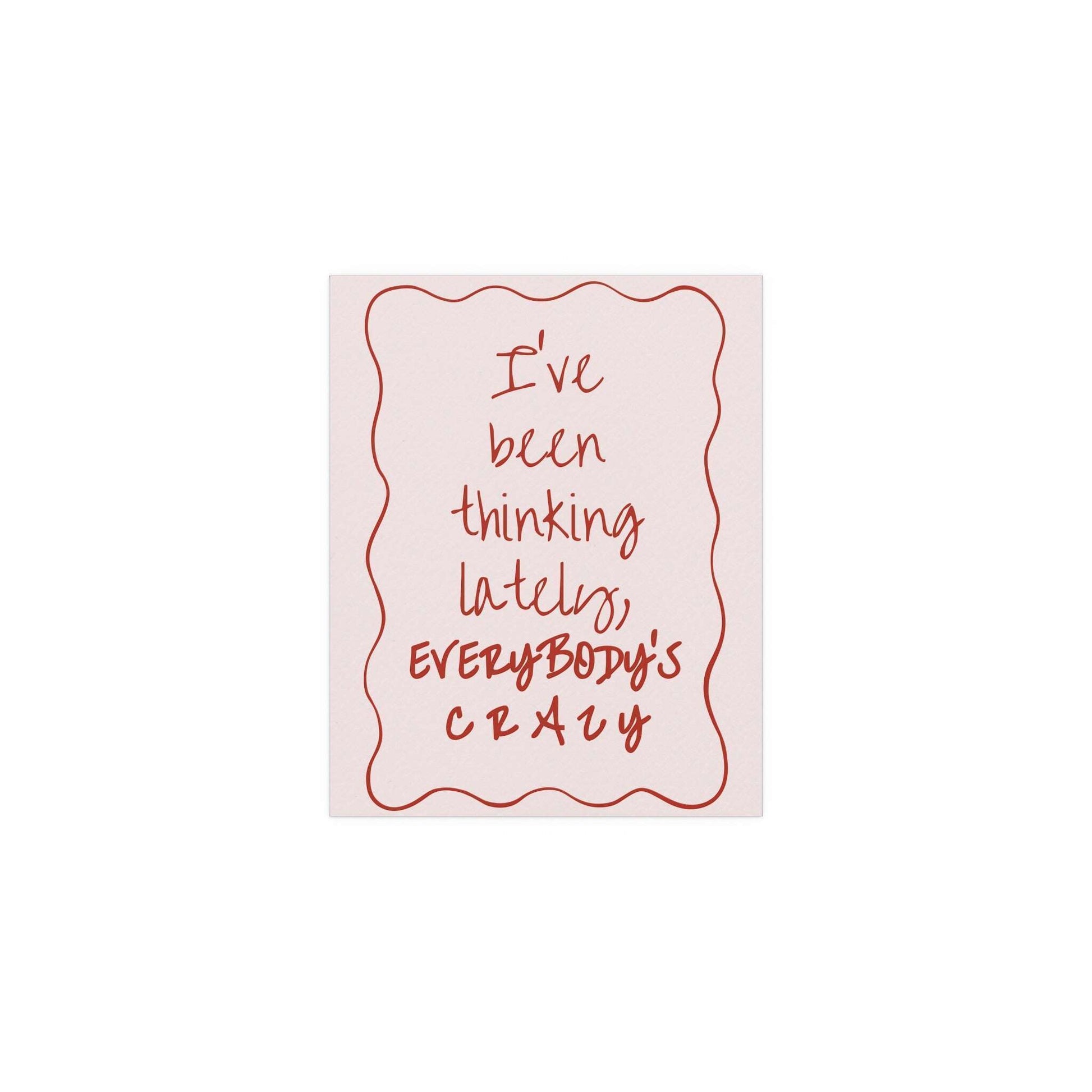 Pink and red Olivia Dean "Everybody's Crazy" poster by Glow On Prints featuring vibrant musical artwork.