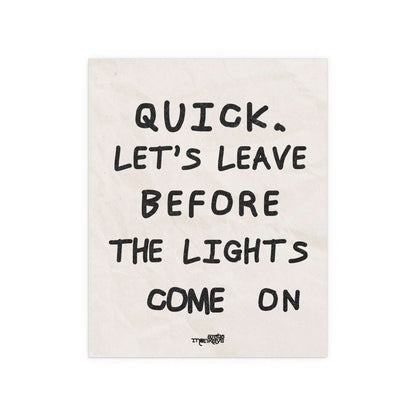 Arctic Monkeys poster titled "Leave Before the Lights Come On" by Glow On Prints, featuring band artwork and vibrant design.