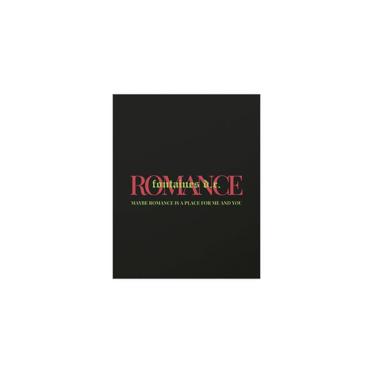 Fontaines DC Romance poster by Glow On Prints featuring band artwork on paper with vibrant colors and detailed design.
