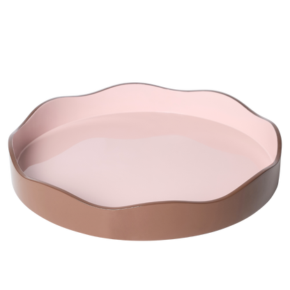 Allegra Round Wiggle Tray in Pink and Brown