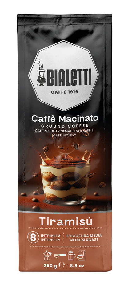 Bialetti Omni Ground Coffee bag by Brew Italia, featuring the packaging with coffee beans and brand logo.