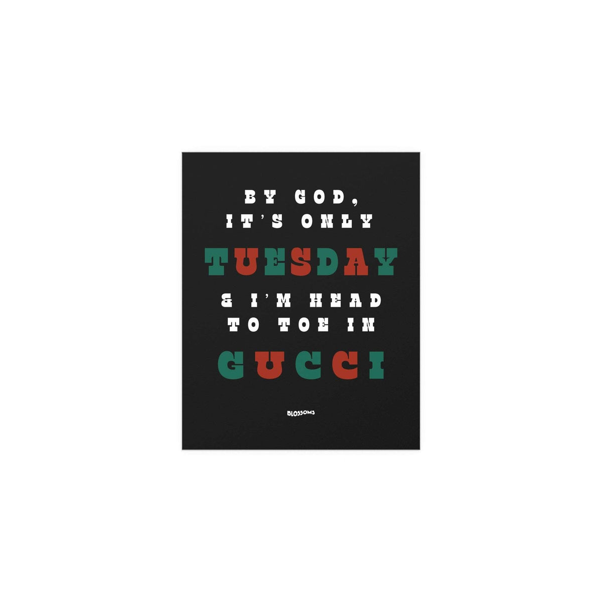 Black, green, and red Blossom poster titled "I Like Your Look" by Glow On Prints, featuring vibrant floral artwork.