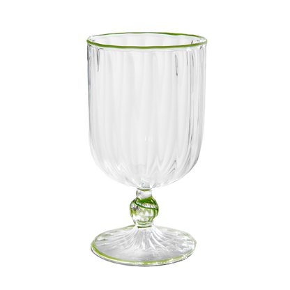 The Adrienne Venetian Wine Glass in Green