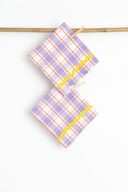 Purple and Yellow Napkins, Set of Two