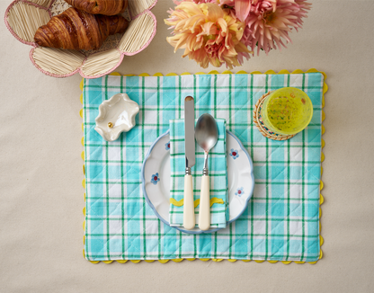 Yellow and Aqua Napkins, Set of Two