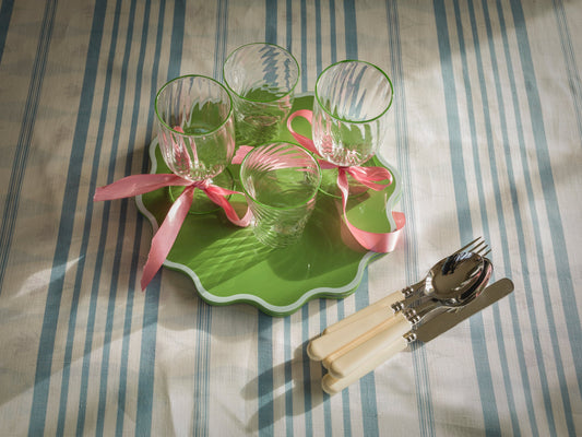 Green Venetian wine glass by domenicamarland featuring elegant, translucent glass with a classic shape and decorative details.