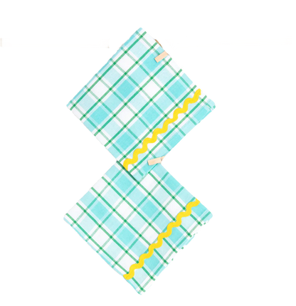 Yellow and Aqua Napkins, Set of Two