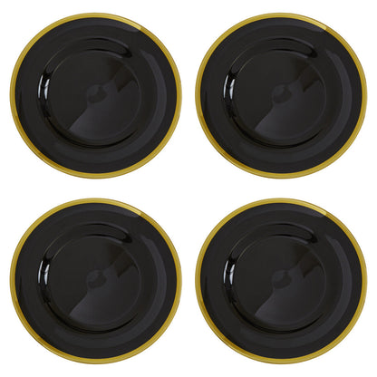 Set of Four Ida 33cm Dia Black Glass Charger Plates | Ida