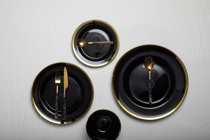 Set of Four Ida 33cm Dia Black Glass Charger Plates | Ida