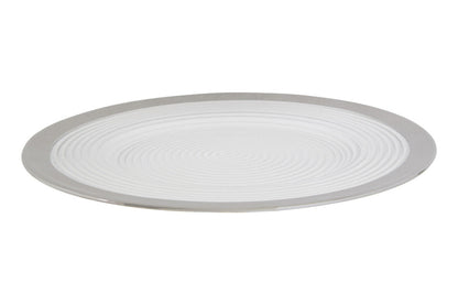 Set of Four 33cm Dia Embossed Charger Plates with Silver Rim | Ida