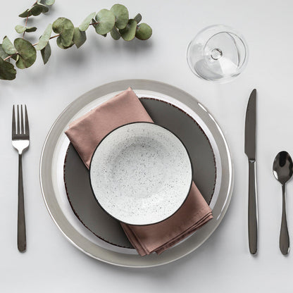 Set of Four 33cm Dia Embossed Charger Plates with Silver Rim | Ida