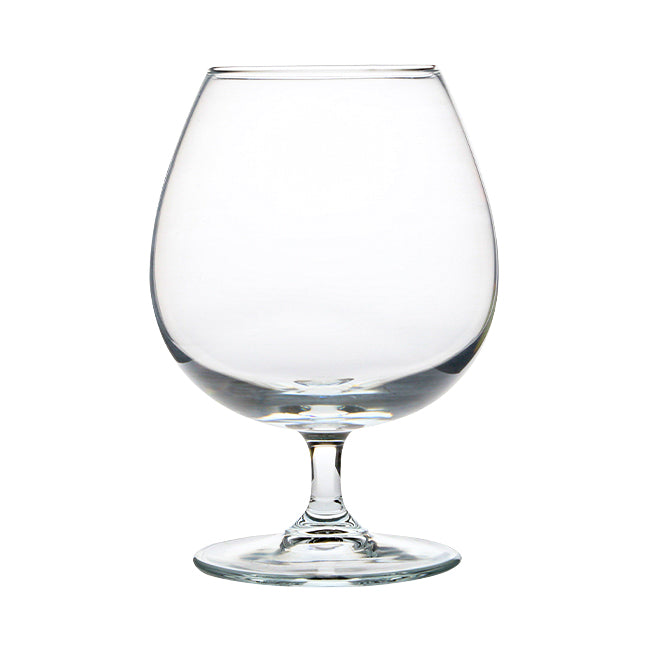 Set of six 550ml Brandy Balloon Glasses by Glassware UK, whisky tumblers with rounded bowls and sturdy stems.
