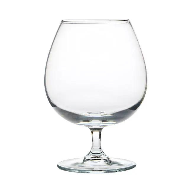 Set of six Glassware UK Brandy Balloon Glasses, 550ml whisky tumblers with wide bowls and elegant stems for spirits and drinks.