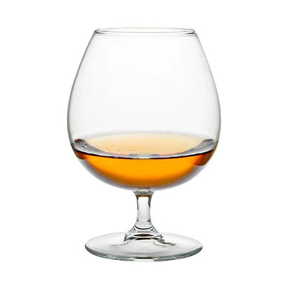 Glassware UK Brandy Balloon Glass 550ml whiskey tumbler with a rounded bowl and sturdy base, ideal for enjoying brandy and spirits.